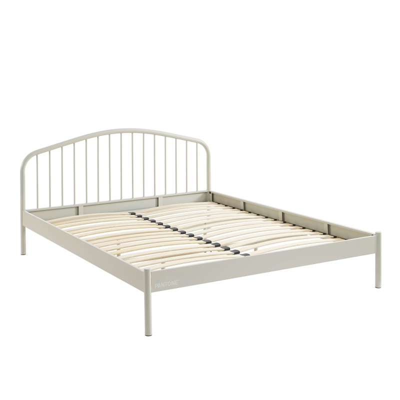 Letto PANTONE 160x200 in metallo color sabbia beige con rete inclusa