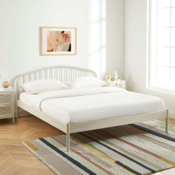 Letto PANTONE 160x200 in metallo color sabbia beige con rete inclusa
