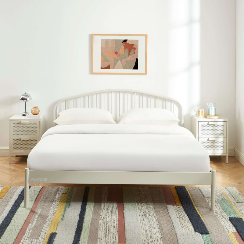 Letto PANTONE 160x200 in metallo color sabbia beige con rete inclusa