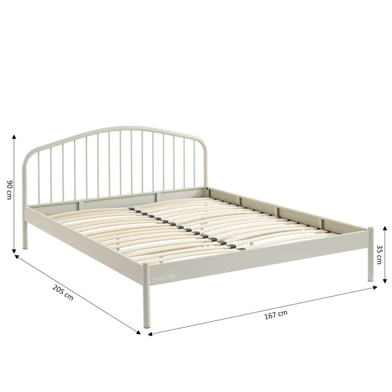 Letto PANTONE 160x200 in metallo color sabbia beige con rete inclusa