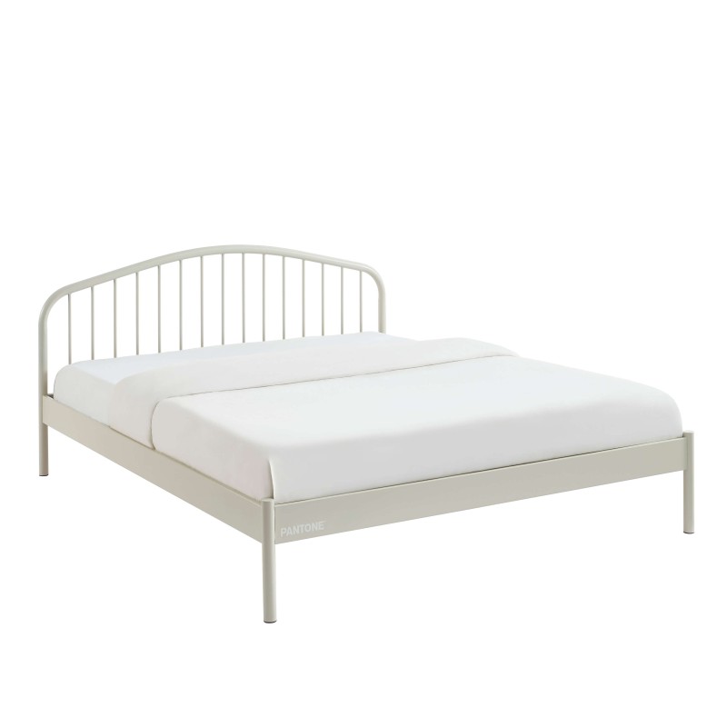 Letto PANTONE 160x200 in metallo color sabbia beige con rete inclusa