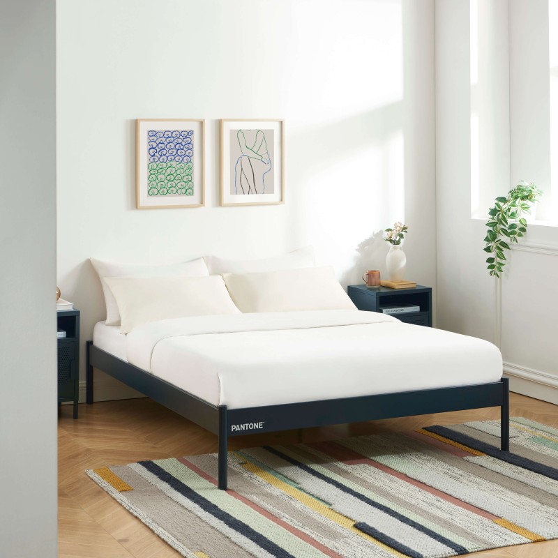Letto PANTONE 140x190 in metallo blu notte con rete inclusa