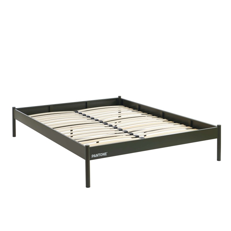 Letto PANTONE 140x190 in metallo verde oliva con rete inclusa