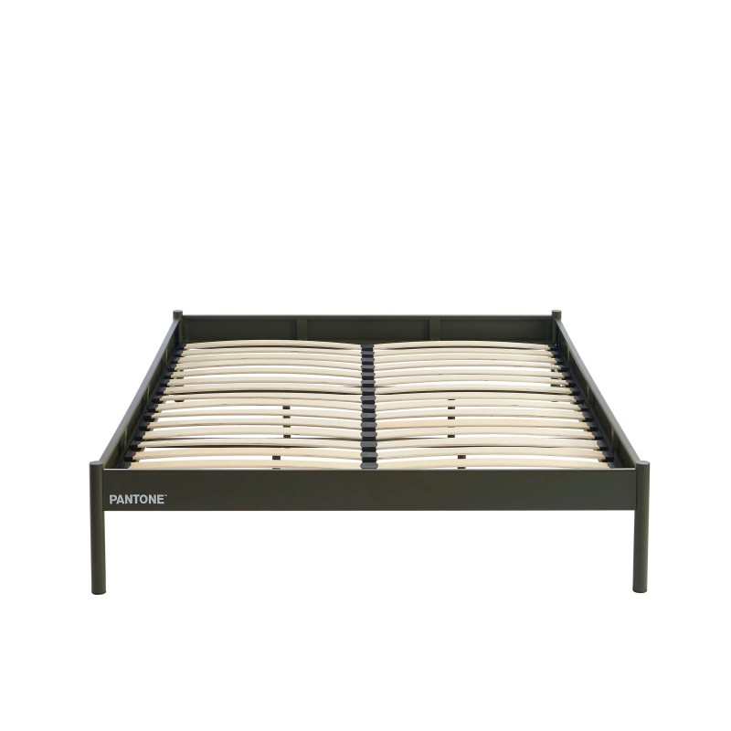 Letto PANTONE 140x190 in metallo verde oliva con rete inclusa