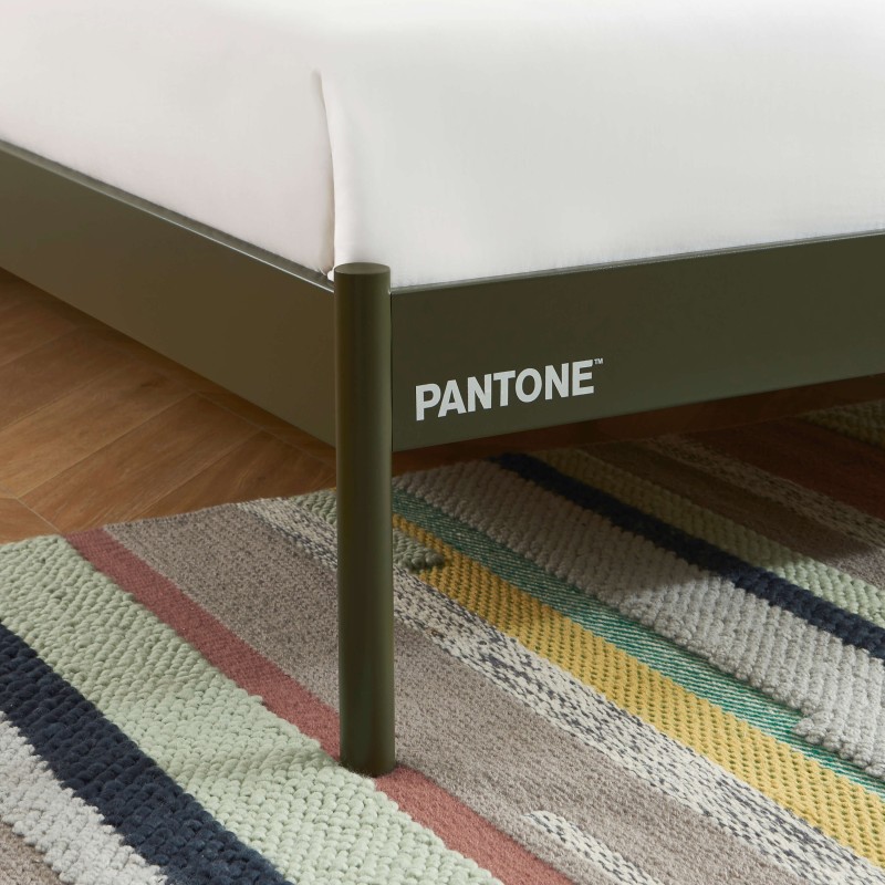 Letto PANTONE 140x190 in metallo verde oliva con rete inclusa