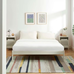 Letto PANTONE 140x190 in metallo beige sabbia con rete inclusa