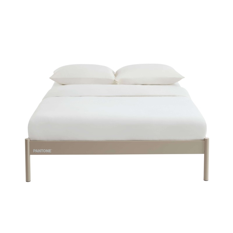 Letto PANTONE 140x190 in metallo color tortora con rete inclusa