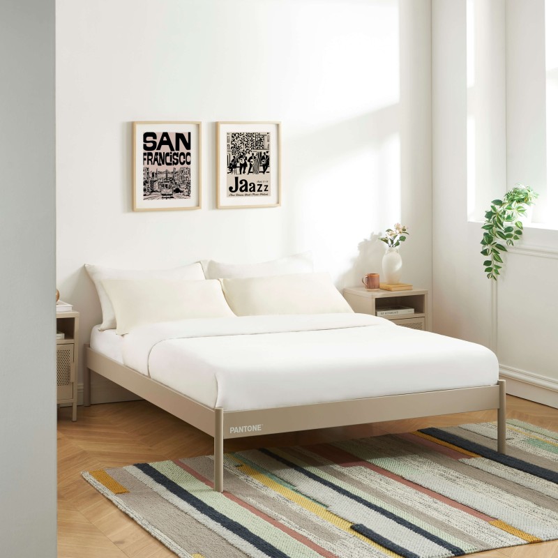 Letto PANTONE 140x190 in metallo color tortora con rete inclusa