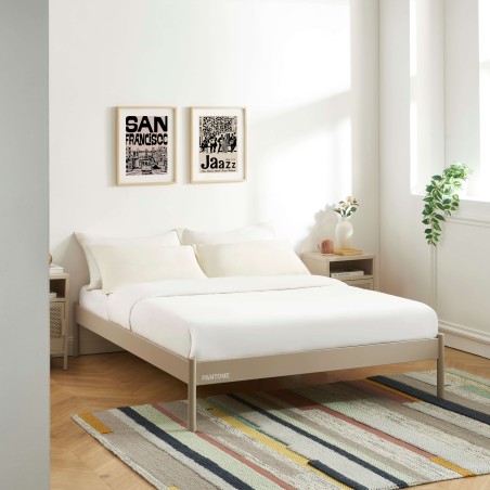 Letto PANTONE 140x190 in metallo color tortora con rete inclusa