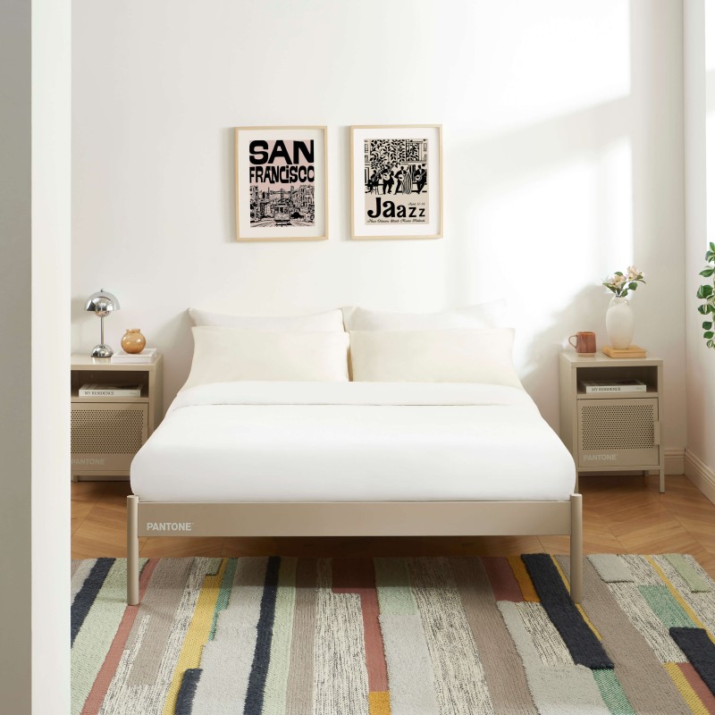 Letto PANTONE 140x190 in metallo color tortora con rete inclusa