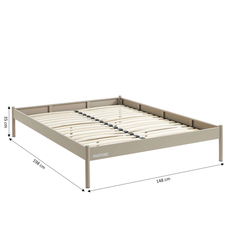 Letto PANTONE 140x190 in metallo color tortora con rete inclusa