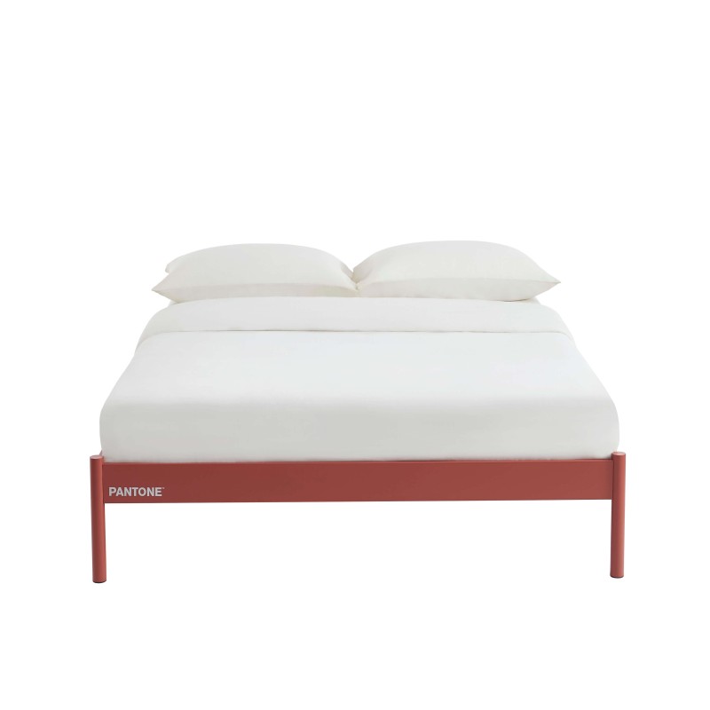 Letto PANTONE 140x190 in metallo terracotta con rete inclusa