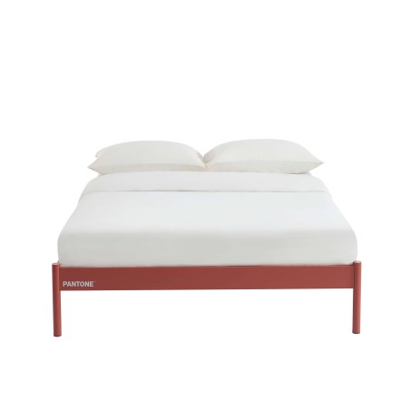 Letto PANTONE 140x190 in metallo terracotta con rete inclusa