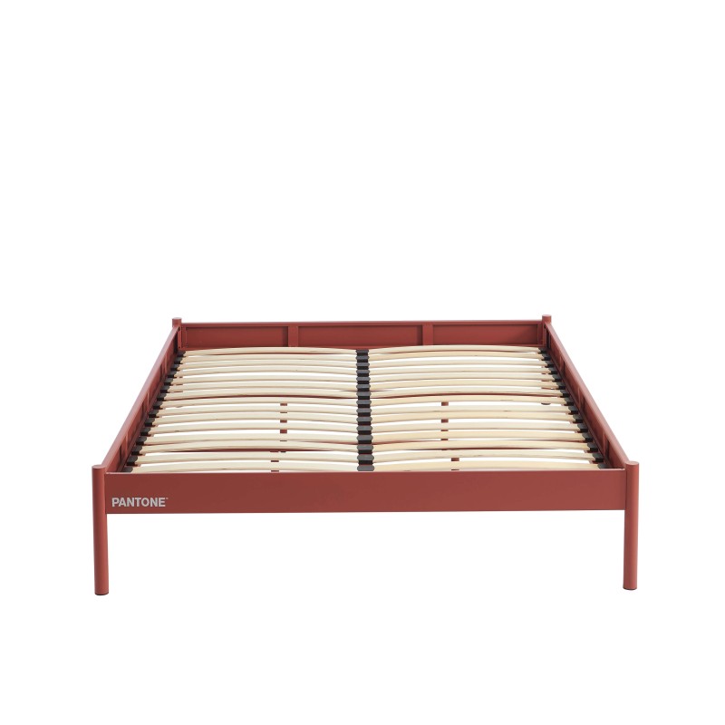Letto PANTONE 140x190 in metallo terracotta con rete inclusa