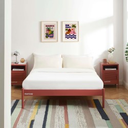 Letto PANTONE 140x190 in metallo terracotta con rete inclusa