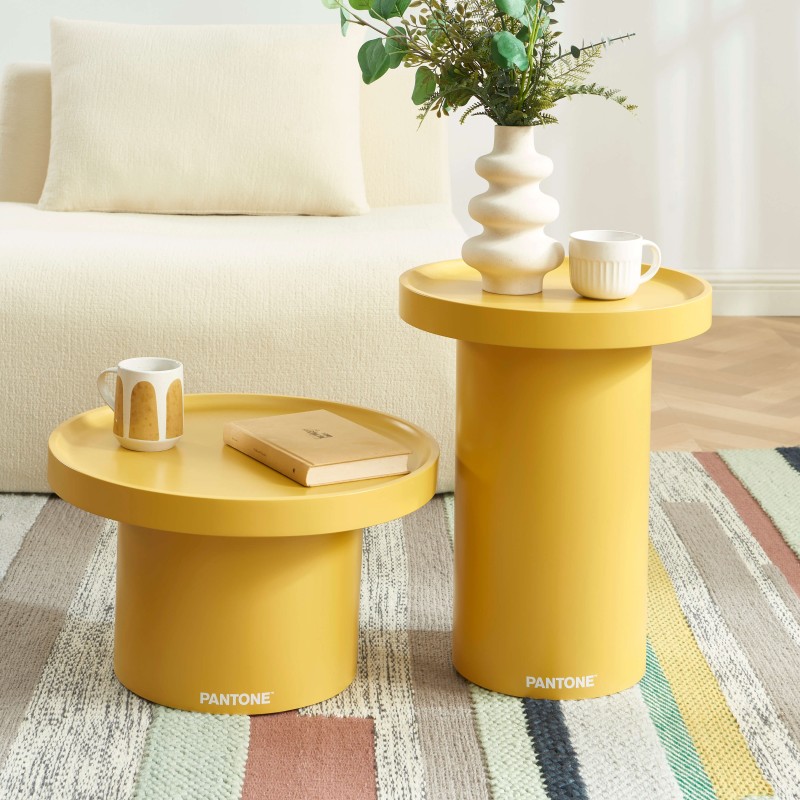 Table d'appoint PANTONE finition laquée mate jaune moutarde 40cm