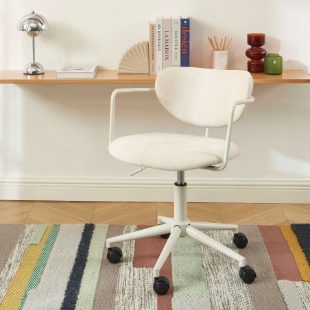 Sedia da ufficio PANTONE in tessuto beige sabbia con rotelle