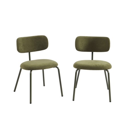 Lot de 2 chaises PANTONE tissu et pieds métal vert olive