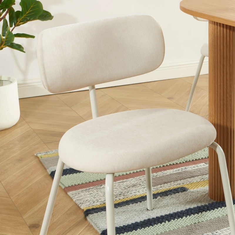 Lot de 2 chaises PANTONE tissu et pieds métal beige sable