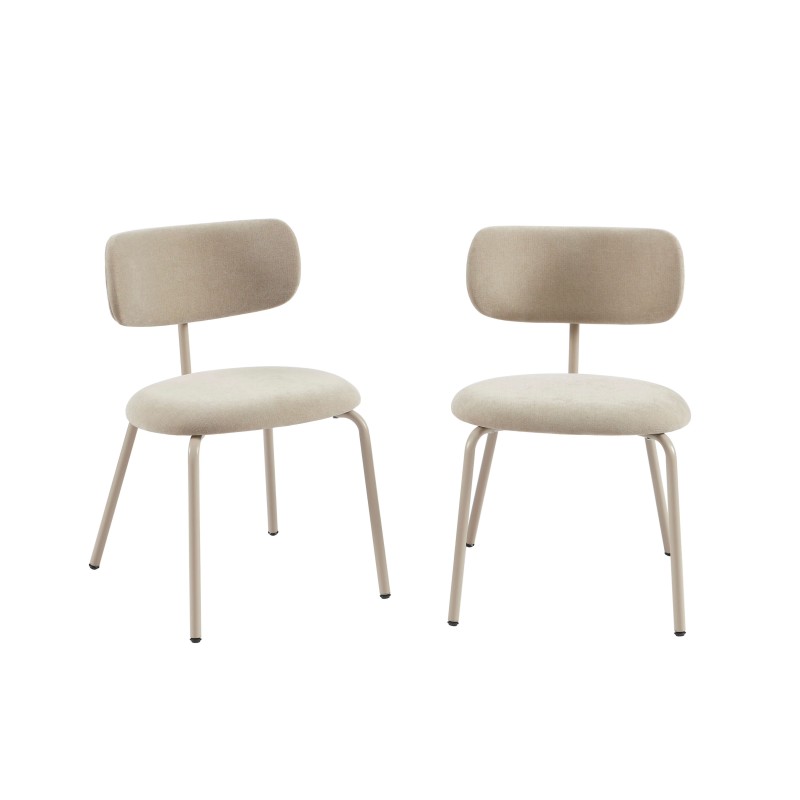 Lot de 2 chaises PANTONE tissu et pieds métal taupe