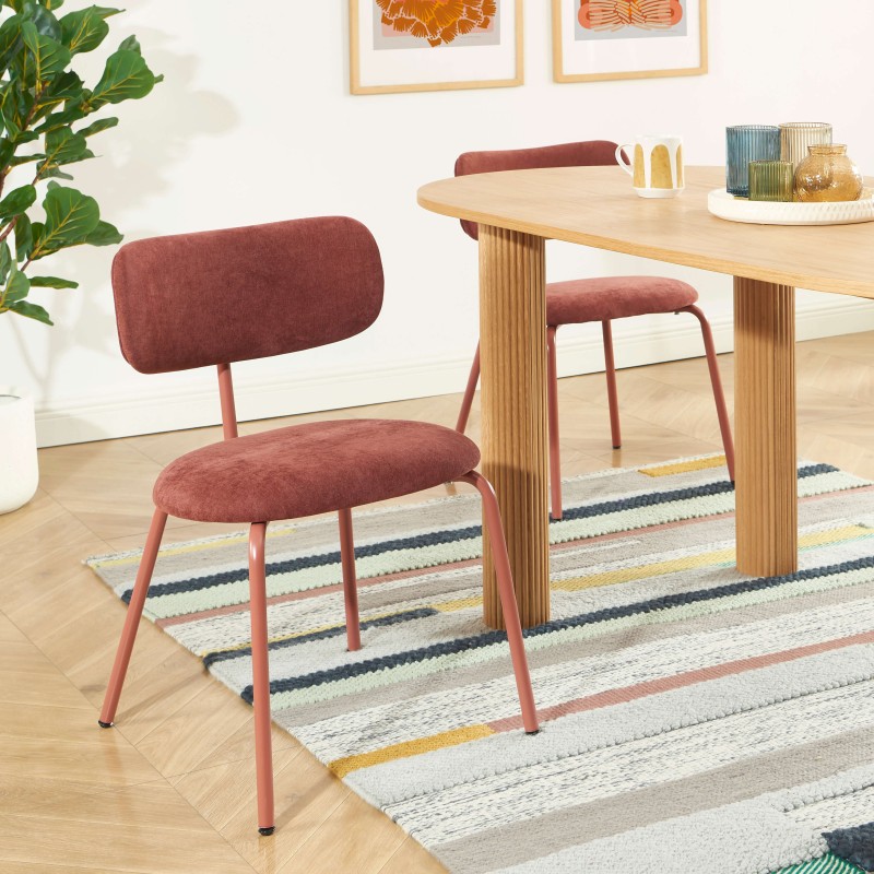 Lot de 2 chaises PANTONE tissu et pieds métal terracotta