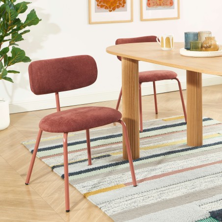 Set di 2 sedie PANTONE in tessuto con gambe in metallo color terracotta