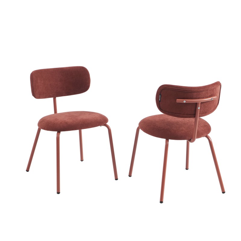Lot de 2 chaises PANTONE tissu et pieds métal terracotta