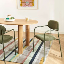 Lot de 2 chaises PANTONE tissu et pieds métal vert olive