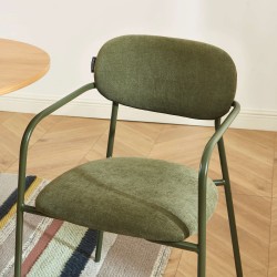 Lot de 2 chaises PANTONE tissu et pieds métal vert olive