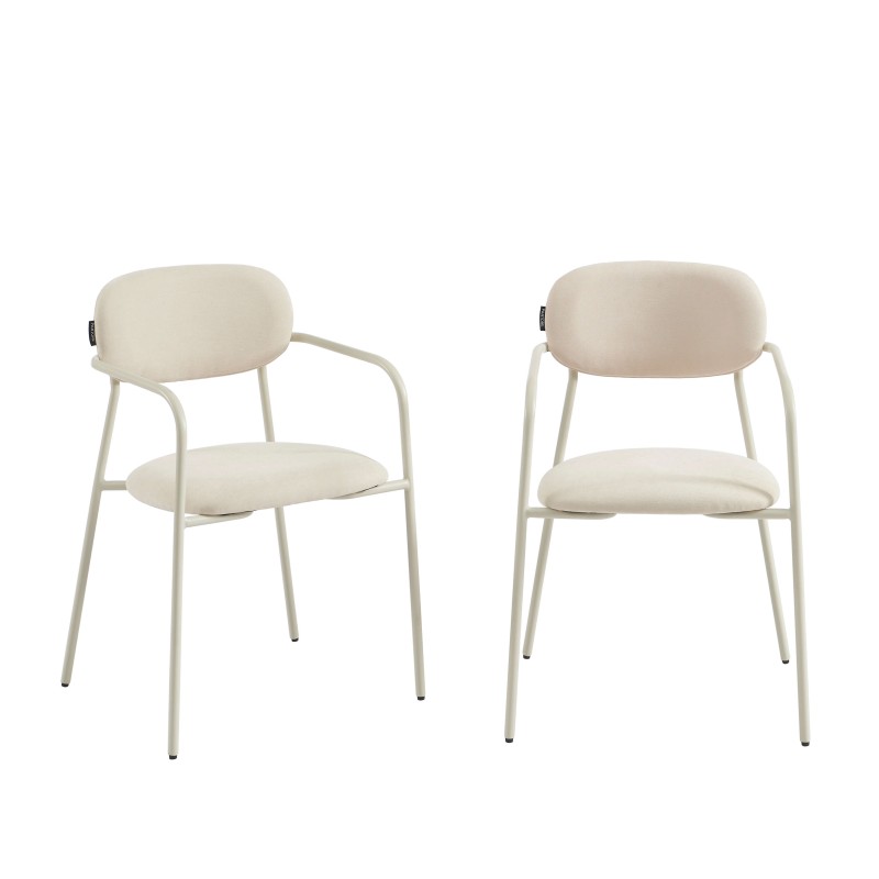 Lot de 2 chaises PANTONE tissu et pieds métal beige sable
