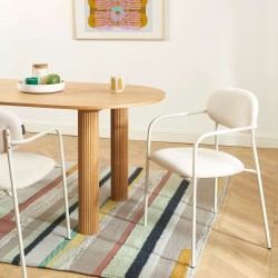 Lot de 2 chaises PANTONE tissu et pieds métal beige sable