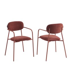 Lot de 2 chaises PANTONE tissu et pieds métal terracotta