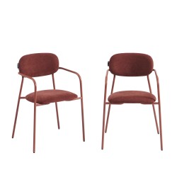Lot de 2 chaises PANTONE tissu et pieds métal terracotta