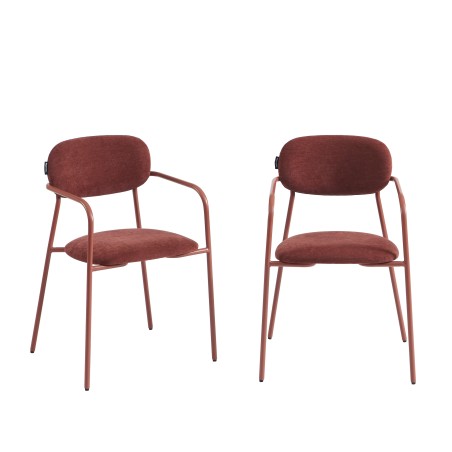 Lot de 2 chaises PANTONE tissu et pieds métal terracotta