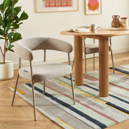 Lot de 2 chaises PANTONE tissu et pieds métal taupe