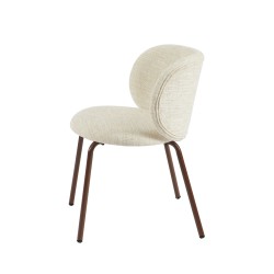 Lot de 2 chaises SERENA tissu chenille écru et pieds métal marron