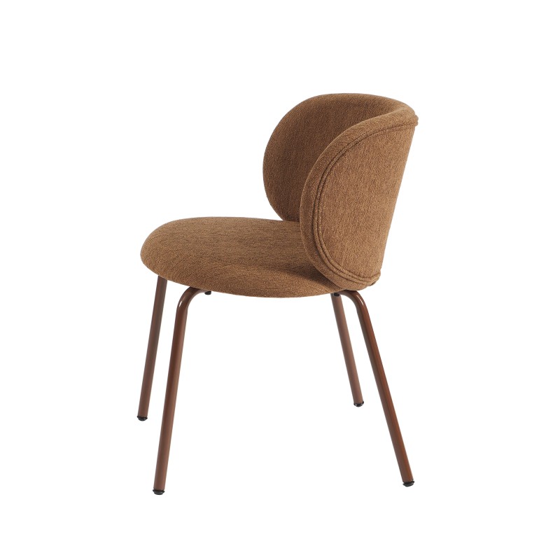 Set mit 2 SERENA Stühlen aus braunem Chenille-Stoff mit braunen Metallbeinen