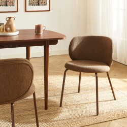 Set mit 2 SERENA Stühlen aus braunem Chenille-Stoff mit braunen Metallbeinen