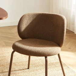 Set mit 2 SERENA Stühlen aus braunem Chenille-Stoff mit braunen Metallbeinen