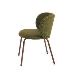 Lot de 2 chaises SERENA tissu chenille vert et pieds métal marron