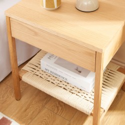 Lot de 2 tables de chevet GINKO placage chêne et corde