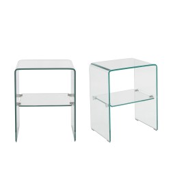 Lot de 2 tables de chevet GINZA verre trempé transparent