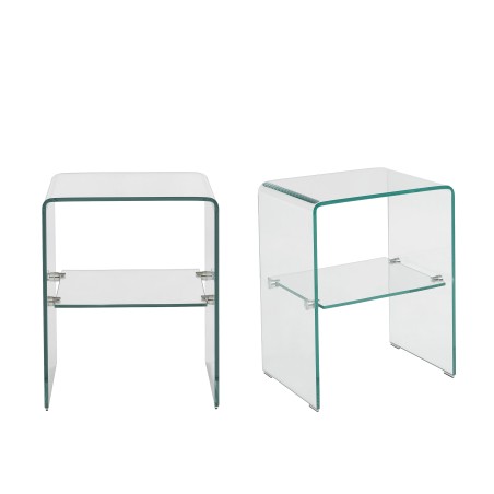 Lot de 2 tables de chevet GINZA verre trempé transparent