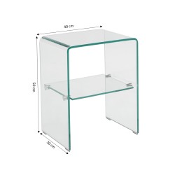 Lot de 2 tables de chevet GINZA verre trempé transparent