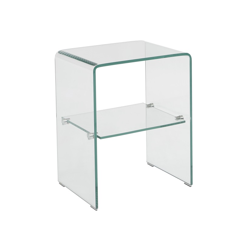 Lot de 2 tables de chevet GINZA verre trempé transparent