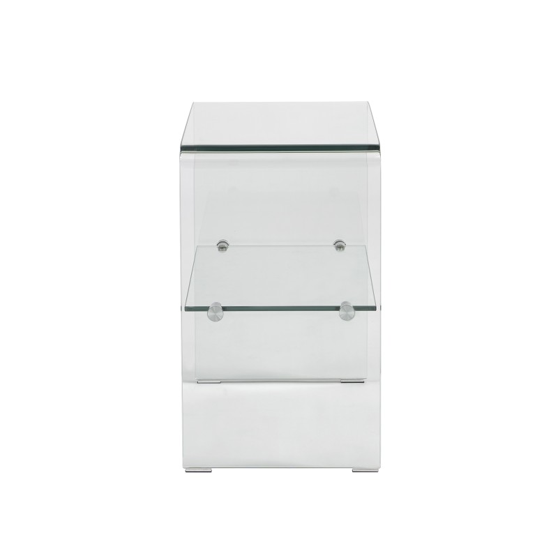 Lot de 2 tables de chevet GINZA verre trempé transparent