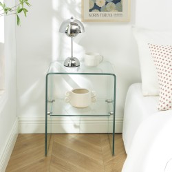 Lot de 2 tables de chevet GINZA verre trempé transparent