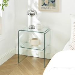 Lot de 2 tables de chevet GINZA verre trempé transparent