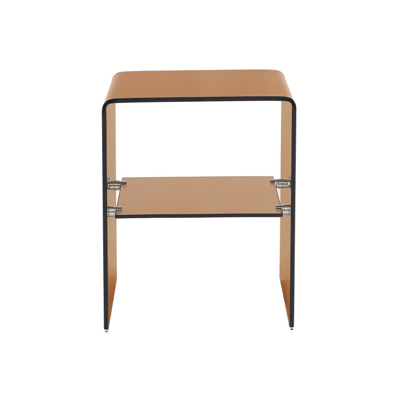 Lot de 2 tables de chevet GINZA verre trempé ambré