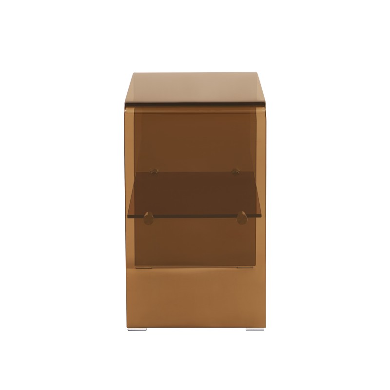 Lot de 2 tables de chevet GINZA verre trempé ambré